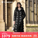 坦博爾羽絨服女鵝絨過(guò)膝長(cháng)款亮面加厚女士羽絨服外套520892J 黑色 160 