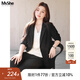 MsShe大碼女裝2025新款秋款胖mm職業(yè)裝彈力西服女200斤秋裝 彈力西裝-經(jīng)典黑色現貨 2XL