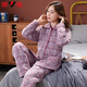 雅鹿睡衣女純棉秋冬季三層夾棉襖加厚加大保暖加絨中老年家居服媽媽 品牌FT-YME4004 XL [120-140斤]