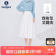 Navigare意大利小帆船女士中長(cháng)款過(guò)膝裙百褶半身裙2322874524 白 L 