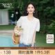 熙世界sllsky設計感蕾絲花邊白色襯衫短袖夏季休閑風(fēng)寬松圓領(lǐng)純棉上衣 米白色 XL