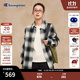 Champion【丁禹兮同款】冠軍襯衫男25秋季新款漸變格紋翻領(lǐng)外套美式校園風(fēng) 黑白格子 XL