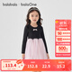 巴拉巴拉balaOne童裝兒童裙子女童連衣裙2025秋新款中幼童甜美拼接網(wǎng)紗裙 紅黑色調(diào)00369 130