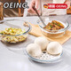 OEING德國微波爐加熱蒸籠食品級蒸海鮮蒸魚(yú)蒸包子圓形蒸碟陶瓷多孔蒸盤(pán) 【小號組合】蒸盤(pán)+水晶煲【高品質(zhì)陶瓷】
