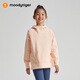 moodytiger女童抓絨衛衣套頭衫秋冬季兒童大童長(cháng)袖保暖連帽簡(jiǎn)約休閑運動(dòng)裝 香草粉 160 cm