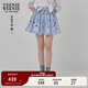 Teenie Weenie小熊女裝半身裙25夏季新款細褶花朵小清新蓬蓬短裙子 淺藍色 L
