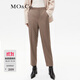MO&Co.【美拉德】簡(jiǎn)約高腰羊毛混紡煙管褲休閑闊腿褲直筒休閑褲女 煙咖色 S 160