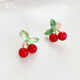 思梨櫻桃耳夾女無(wú)耳洞可愛(ài)日系少女甜美復古氣質(zhì)耳環(huán)蚊香盤(pán)高級感耳飾 紅色小櫻桃蚊香盤(pán)耳夾