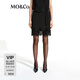 MO&Co.【C+系列】半身裙2025春新品水溶蕾絲中低腰短裙MBE1SKT023 黑色 S