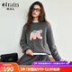 Olrain歐芮兒法式套頭毛衣女裝新款趣味寬松簡(jiǎn)約休閑針織衫上衣 深灰色 L