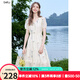 百圖betu女裝2025夏季新款短袖連衣裙重工刺繡文藝連衣裙裙子2507T67 杏色 M