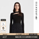 歌力思（ELLASSAY）【博主同款】秋季新款綿羊毛高彈鏤空針織衫女EWB343M01600 經(jīng)典黑 S