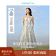 茵曼（INMAN）法式碎花高級感2025夏女新款休閑中長(cháng)吊帶連衣裙子 月藍色吊帶裙 S