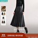 茵曼 格雷系百褶半身裙秋季女裝經(jīng)典A字寬松遮胯顯瘦長(zhǎng)裙 貴族灰 XL 