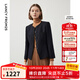 朗姿法式小香風(fēng)高級感黑色藍色西裝氣質(zhì)百搭西服短外套秋季新款女 月夜深藍色2 L