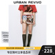 UR2025夏季新款女裝趣味貓咪印花系帶撞色腰頭半裙UYV550028 紅棕印花 (有內襯) S