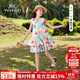 英氏（YEEHOO）女童連衣裙兒童裙子中大童裝背心裙純棉田園碎花公主夏 彩色  140