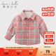 戴維貝拉（DAVE＆BELLA）加絨格子女童襯衣兒童襯衫男童長(cháng)袖上衣秋冬打底衫寶寶冬季中大童 橘灰格子 110 cm(5Y(建議身高100-110cm))
