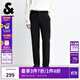 杰克·瓊斯（JACK&JONES）【衣啟贏(yíng)運】25年秋冬季男裝褲子男士商務(wù)休閑褲磨毛款彈力九分褲 E43純黑色 38 190