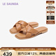 萊爾斯丹夏季新款【軟面包】商場(chǎng)同款休閑女涼拖鞋羊皮外穿拖鞋14902 棕啡色 CMK 39