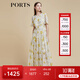 PORTS寶姿商場(chǎng)同款2022春夏新款女裝“絢爛夏花”印花連衣長(cháng)裙 亞麻淺金印花 M (6)