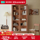 林氏家居帶玻璃門(mén)實(shí)木書(shū)柜書(shū)架一體整墻客廳儲物展示柜子PK2X