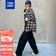 唐獅（TonLion）2024格子襯衫女寬松長(zhǎng)袖休閑襯衣百搭通勤上衣 黑色/二批 M