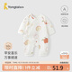 童泰（TONGTAI）嬰兒連體衣春秋季純棉衣服初生寶寶蝴蝶哈衣爬服和尚服紅色59cm