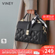 viney牛皮包包女包輕奢斜挎包時(shí)尚單肩包生日禮物送女友老婆 【黑色】實(shí)用高級感洋氣手提包 高端品牌百搭休閑通勤媽媽包中年