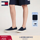 TOMMY JEANS25春夏新款男懶人一腳蹬輕便船鞋運動(dòng)休閑鞋帆布鞋 【01366】藏青色C1G 40