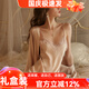 貓惑純欲風(fēng)帶胸墊冰絲睡衣女士吊帶仿真絲性感情趣睡裙裙子家居服套裝 香檳色【無胸墊】【睡裙+睡袍】 L 【適合95-115斤】
