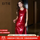 愛特愛（EITIE）無袖修身紅色重工亮片復古禮服連衣裙2025春夏新款敬酒服7777422 蒲粉66 M (160)