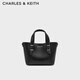 CHARLES&KEITH25冬新品簡(jiǎn)約通勤風(fēng)手提托特包斜挎包新年禮物送女友CK2-30782725 Black黑色 S