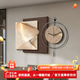福進(jìn)門(mén)侘寂風(fēng)餐廳裝飾畫(huà)意式極簡(jiǎn)飯廳餐桌背景墻鐘表掛鐘高級感立體掛畫(huà) B款-抽象時(shí)空 50*50cm畫(huà)+直徑50掛鐘 單層立體砂巖+金色掛鐘 普通款不帶燈