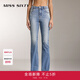 MISS SIXTY【免費改褲】牛仔褲女復古洗水窄版修身顯瘦簡(jiǎn)約百搭微喇叭褲 中藍-常規 28