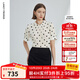 朗姿復古法式波點(diǎn)設計感短袖上衣襯衣女2024年夏新款通勤氣質(zhì)襯衫 米黃色 M