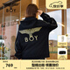 BOY LONDON【黃金法則】秋季男女同款外套刺繡連帽開衫衛(wèi)衣N06901 黑色 M