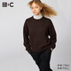 優(yōu)衣庫合作款/女裝男裝柔滑棉質(zhì)圓領(lǐng)針織衫毛衣481673 38 深褐色 XL