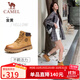 駱駝（CAMEL）王俊凱同款馬丁靴高幫戶外工裝大黃靴情侶 GF122W7790 金黃 36