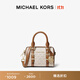 MICHAEL KORS邁克高仕 MK Bedford 超小號老花手提包 香草白/橡果棕 149 迷你