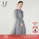 玖姿（JUZUI）愛(ài)心碎花印花連衣裙女裝春款收腰顯瘦裙子紫色 花紋淺紫 XL