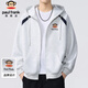 大嘴猴（paul frank）衛衣男士連帽開(kāi)衫外套男春秋季潮牌寬松上衣拼接男裝 白花灰 XL