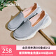 斯凱奇（Skechers）女鞋秋季淺口一腳蹬健步休閑運動(dòng)鞋舒適輕便懶人健步鞋124508 淺灰色/粉紅色/LLGPKGPK 37