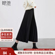 她池松緊腰百褶裙2025秋裝新款女裝簡(jiǎn)約中長(cháng)款A字高腰半身裙