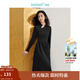 茵曼（INMAN）【曠野美拉德】新中式拼接連衣裙2025春秋女裝新品長(cháng)袖打底裙子 午夜黑 S