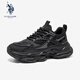 美國馬球協(xié)會(huì )（U.S.POLO ASSN.）厚底老爹鞋男2025新款男鞋秋冬軟底運動(dòng)鞋男士高端增高休閑鞋子男 黑色 （皮面款） 41 (255mm) 標準運動(dòng)鞋碼-