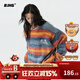 BJHG不計后果漸變條紋秋冬慵懶風(fēng)毛衣男潮牌泰迪絨美式寬松針織衫外套 藍彩條 S