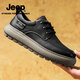 Jeep吉普休閑皮鞋男春季新款軟底真皮商務(wù)正裝鞋英倫風(fēng)厚底爸爸休閑鞋 黑色【牛皮鞋面】 標準運動(dòng)鞋碼 39