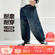 左西男童加絨牛仔褲兒童保暖長(cháng)褲2025新款男孩褲子秋冬款 牛仔色 160