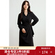 獨束大碼女裝通勤氣質(zhì)金屬腰袢連衣裙2025春季新品胖mm時(shí)尚長(cháng)裙 靜謐黑 XL (尺碼：3)